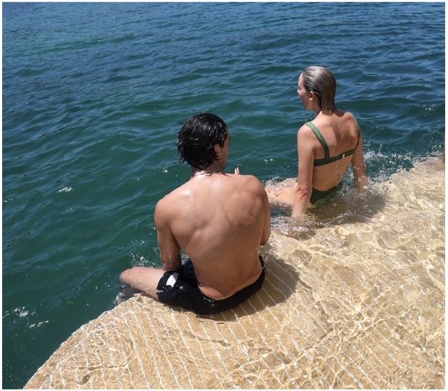 Sitting on beach